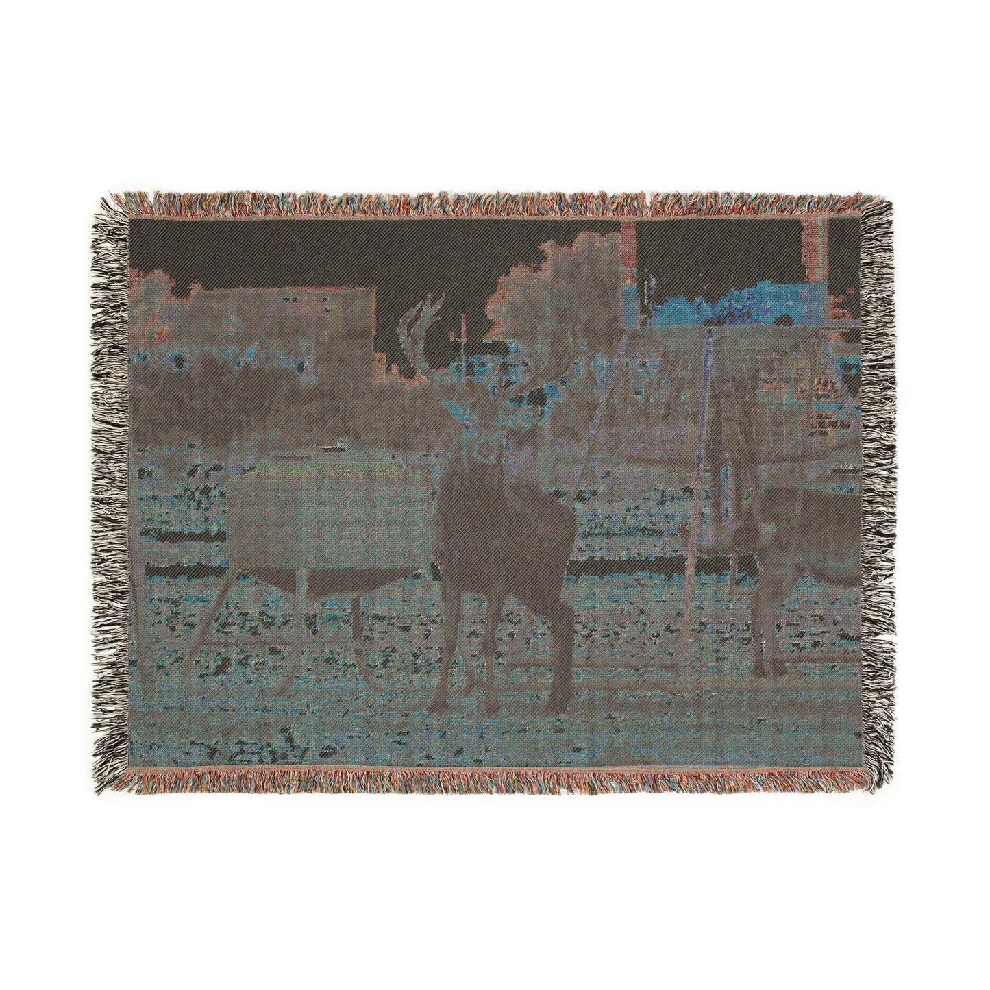 El Rancho Red Stag Woven Blanket