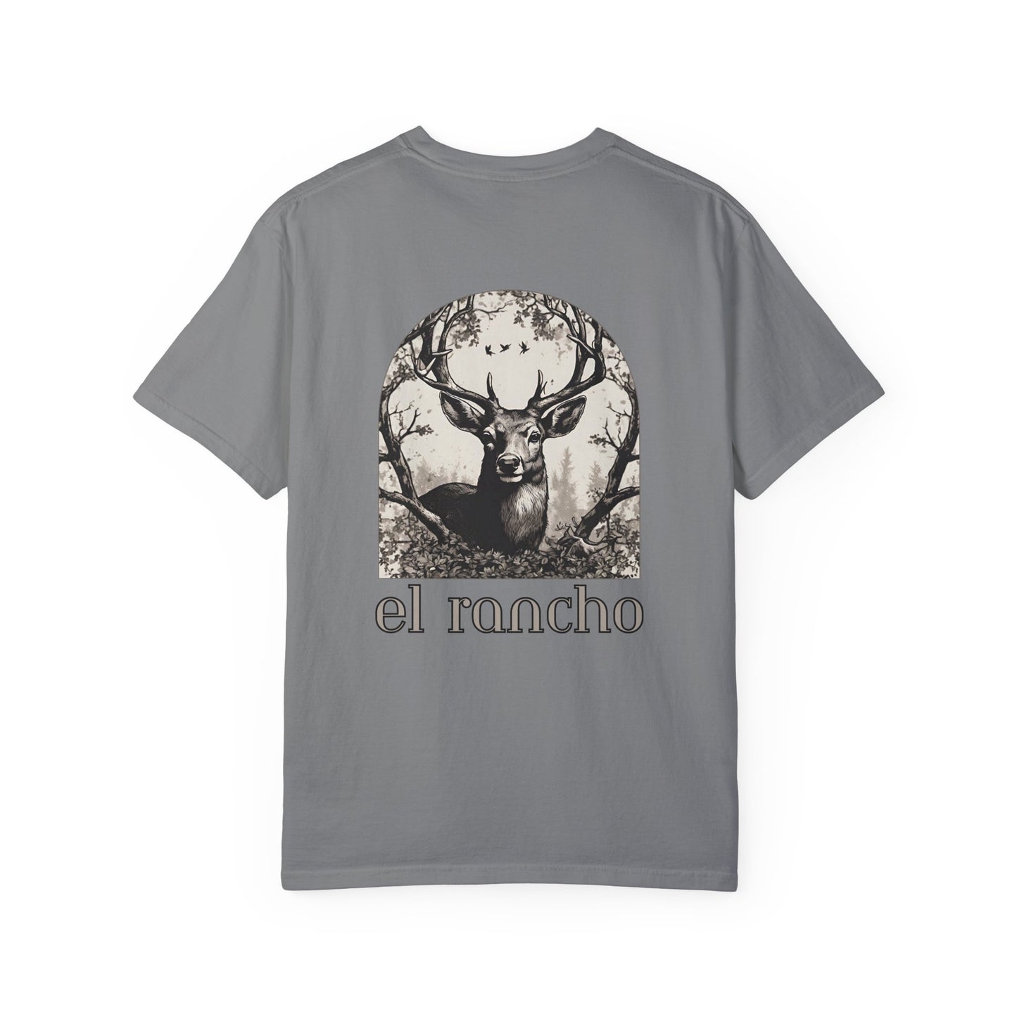 Deer Black And White Detailed El Rancho Black Logo T-shirt