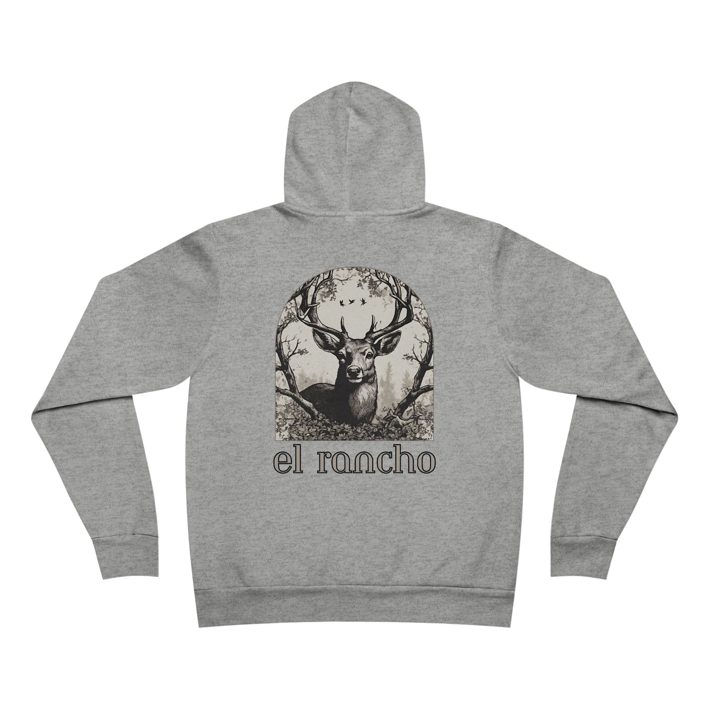 Deer Black And White Detailed El Rancho Logo Unisex Garment-Dyed Hoodie