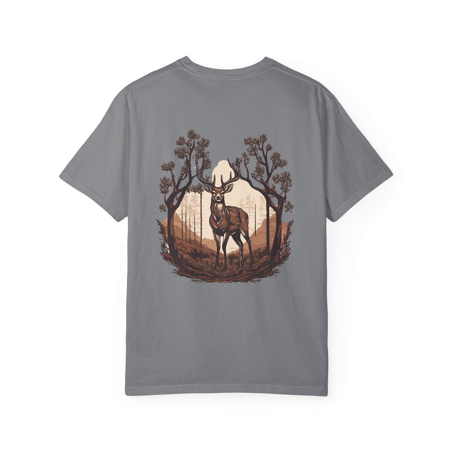 Brown Background Deer El Rancho Black Logo T-shirt