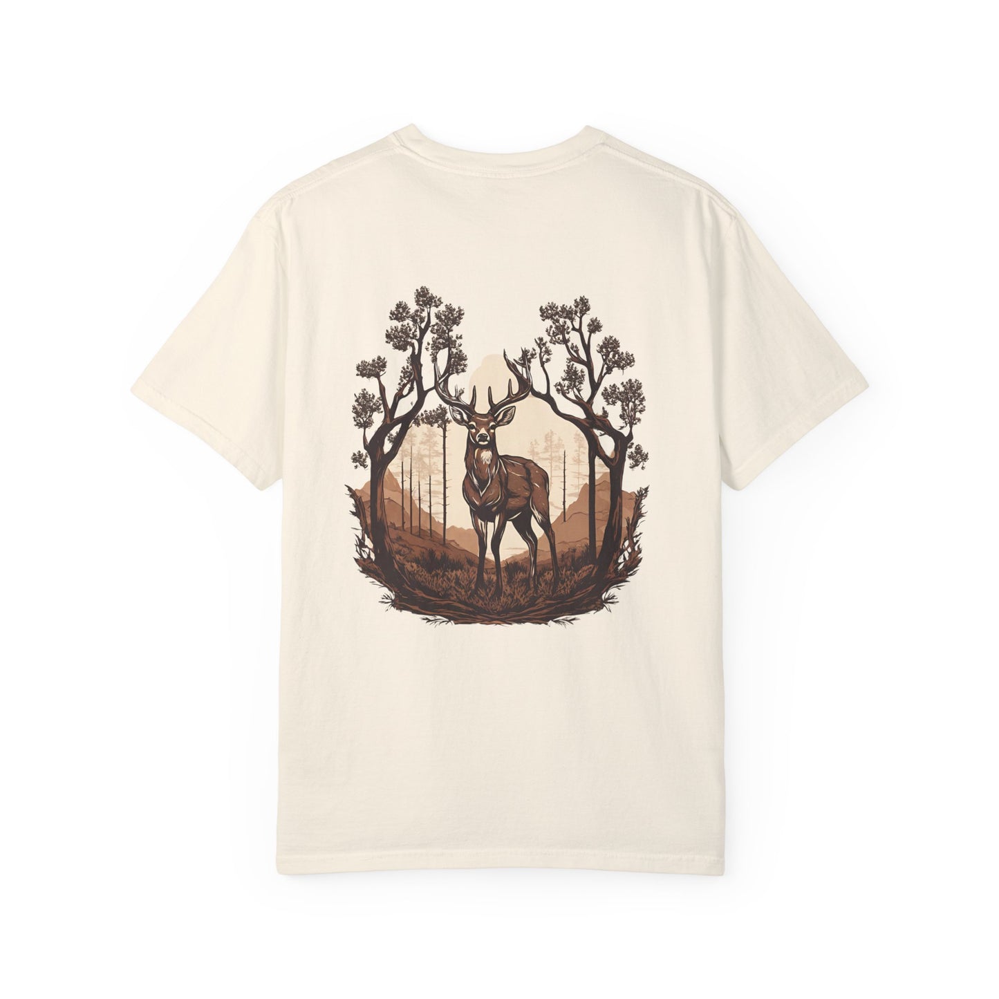 Brown Background Deer El Rancho Black Logo T-shirt
