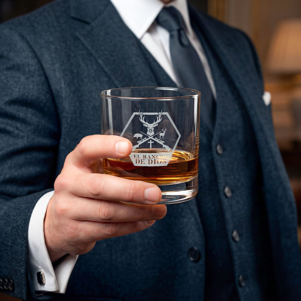 El Rancho Whiskey Glass, 10.5oz (Engraving)