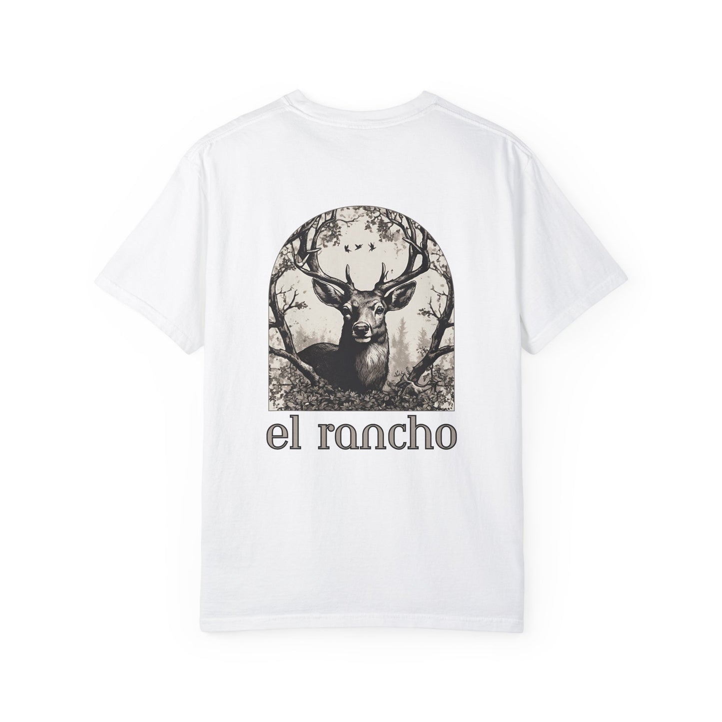 Deer Black And White Detailed El Rancho Black Logo T-shirt