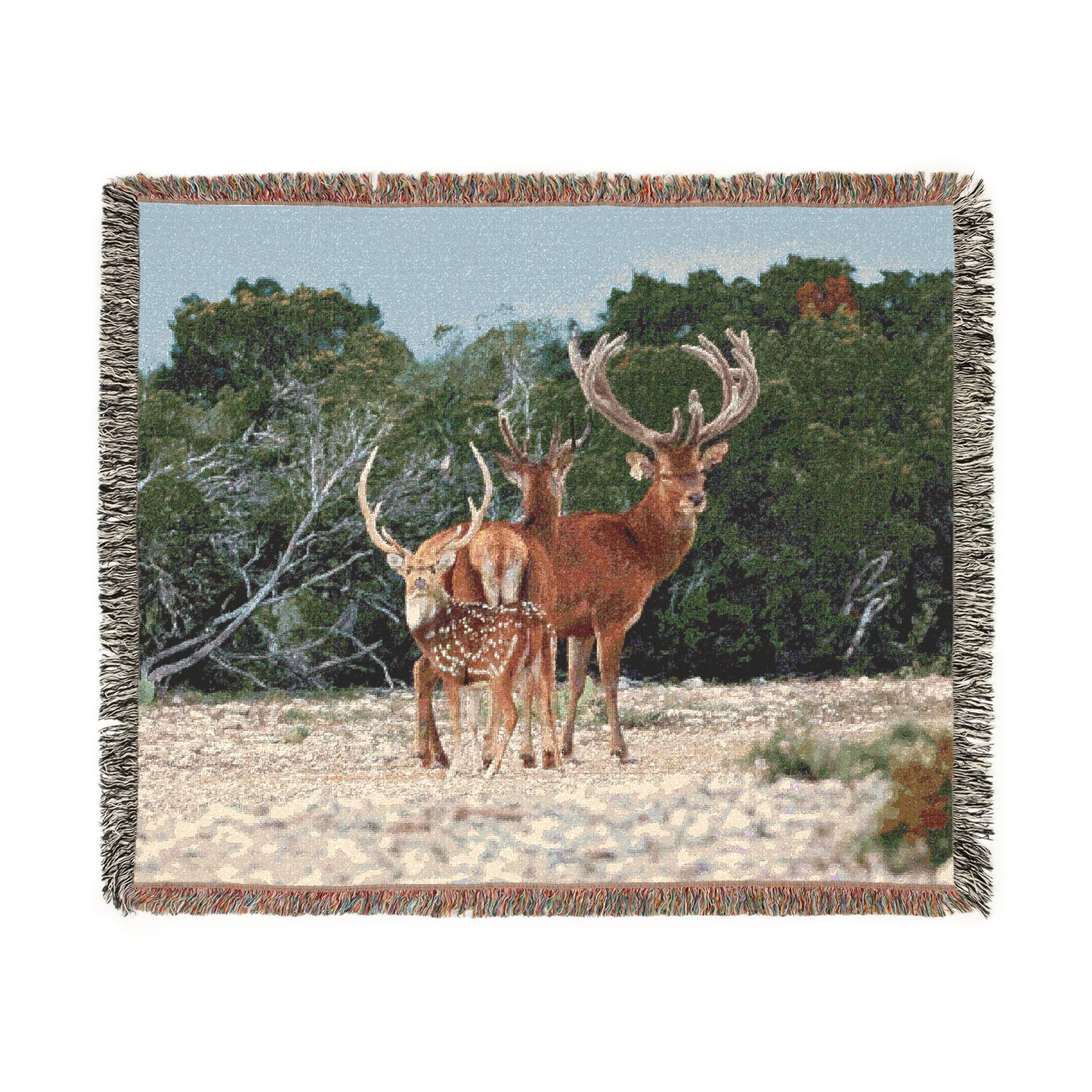 El Rancho Axis And Red Stag Woven Blanket