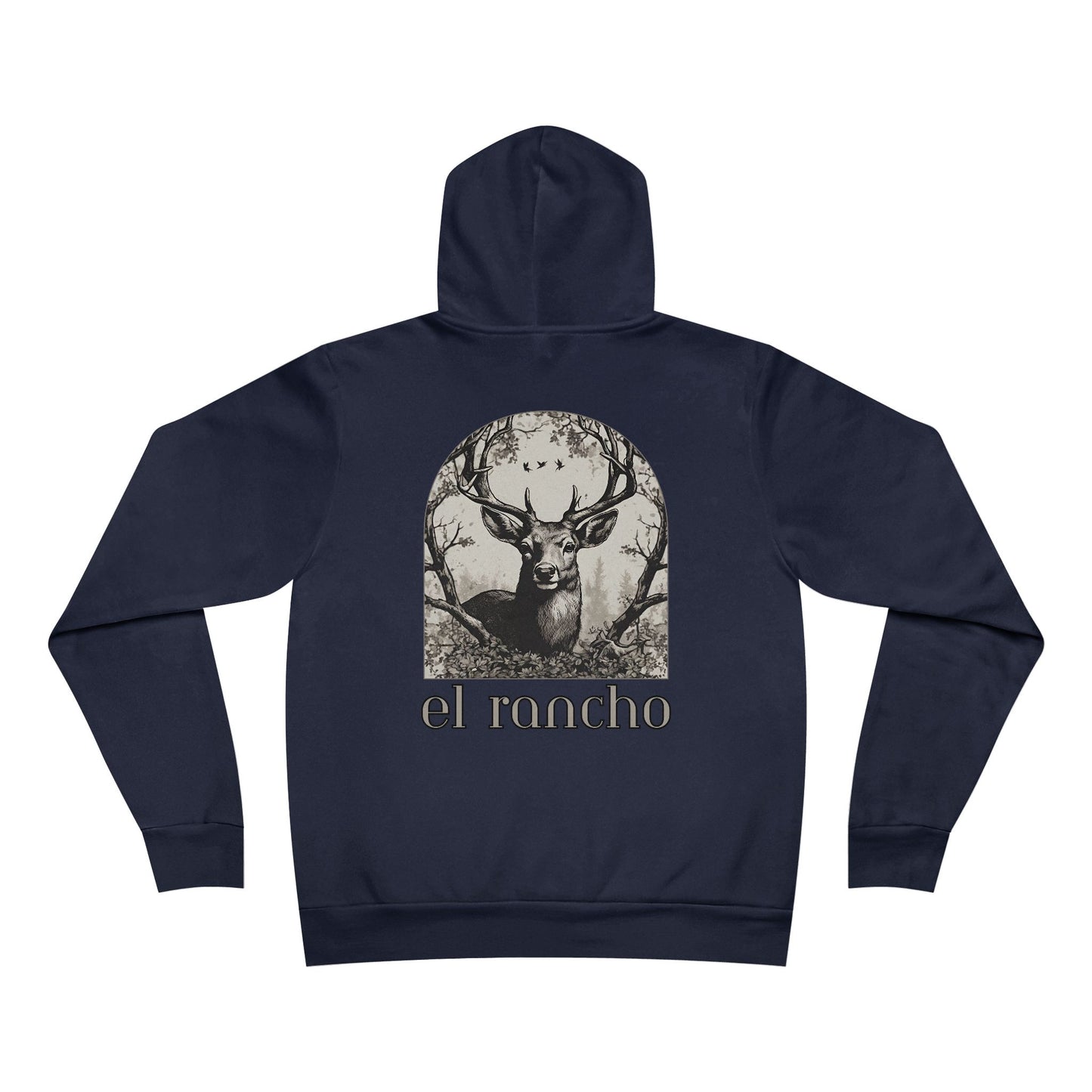 Deer Black And White Detailed El Rancho Logo Unisex Garment-Dyed Hoodie