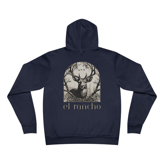 Deer Black And White Detailed El Rancho Logo Unisex Garment-Dyed Hoodie