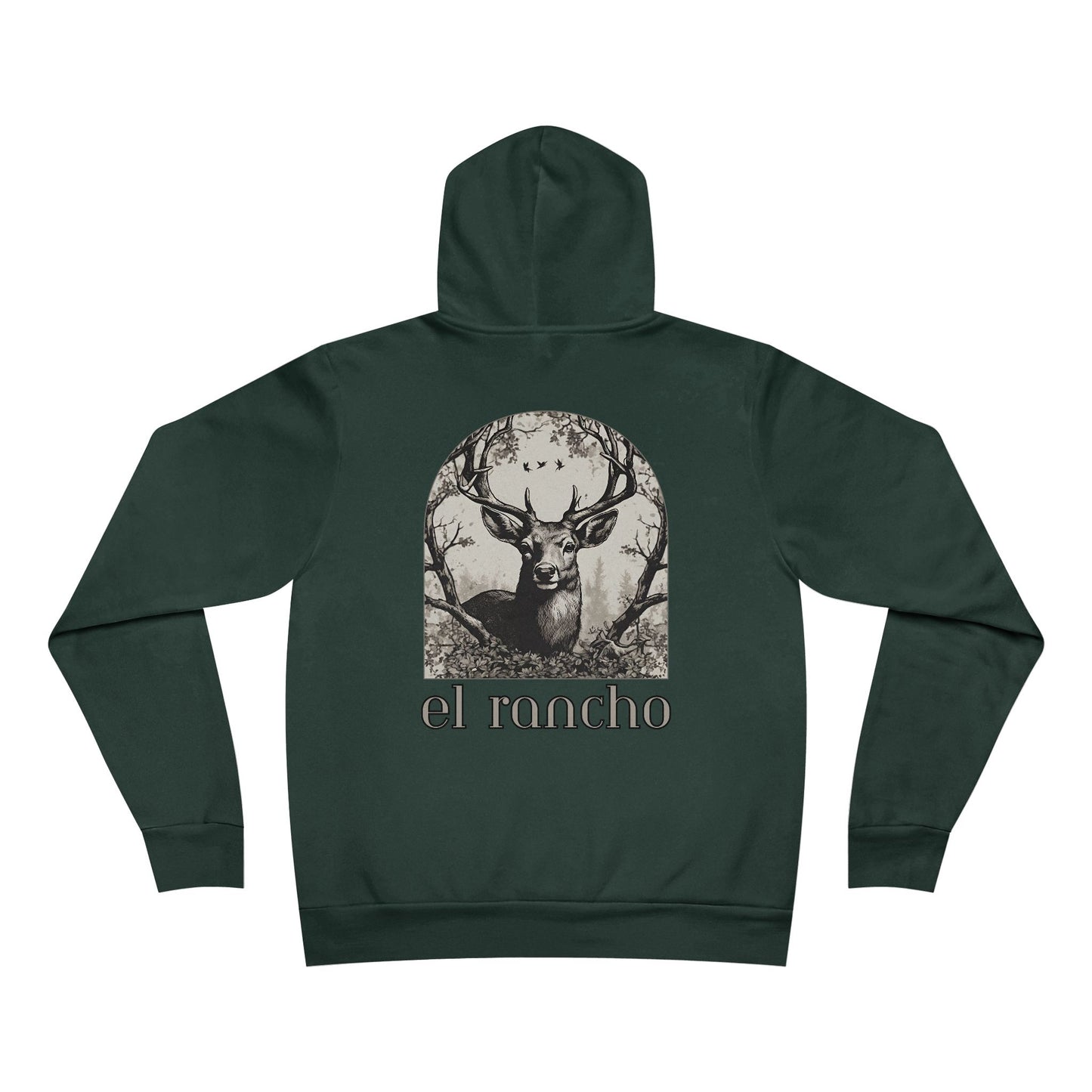 Deer Black And White Detailed El Rancho Logo Unisex Garment-Dyed Hoodie
