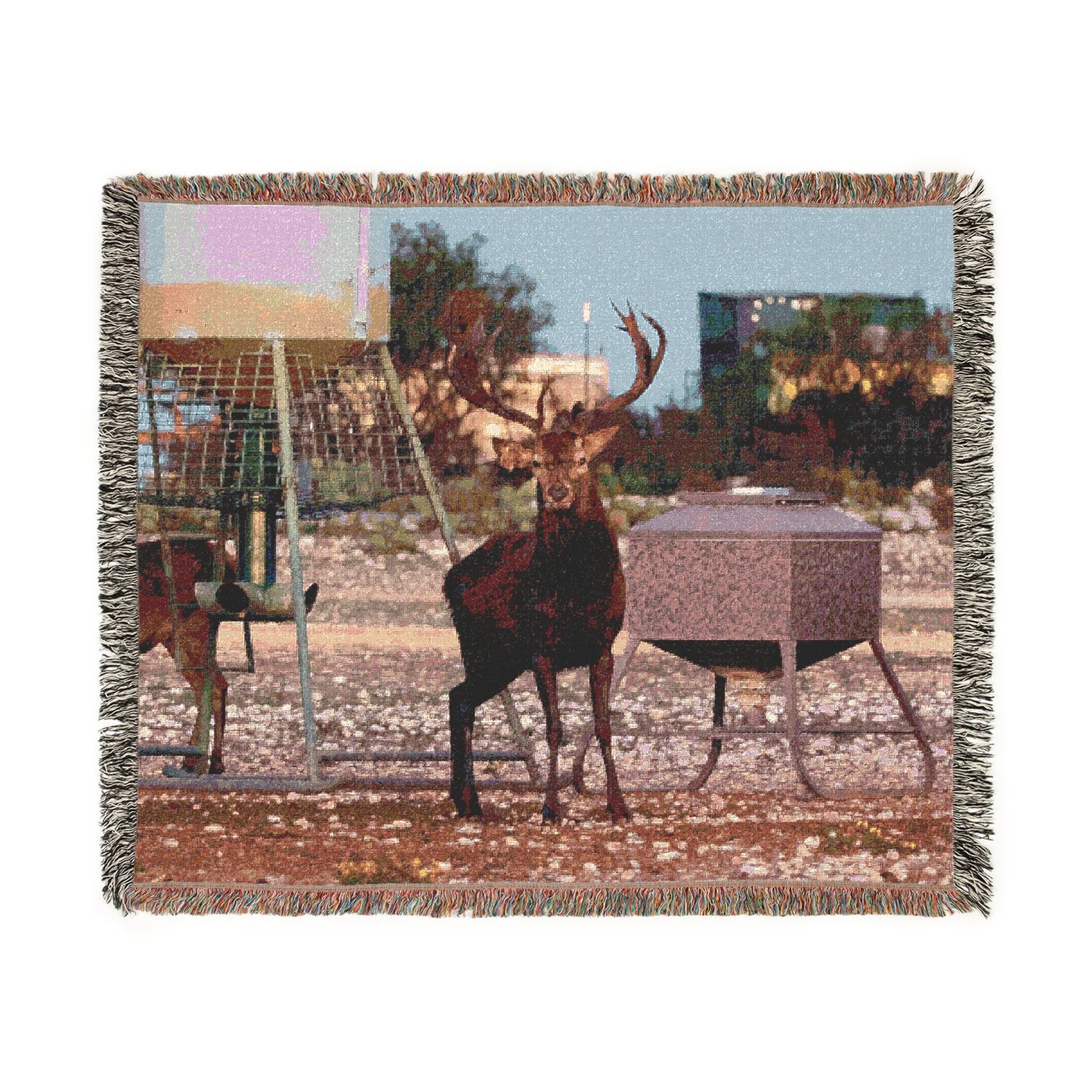 El Rancho Red Stag Woven Blanket