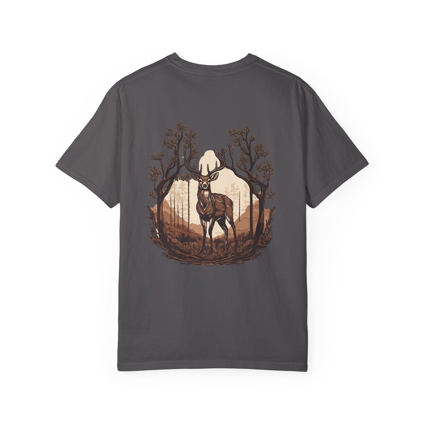 Brown Background Deer El Rancho Black Logo T-shirt