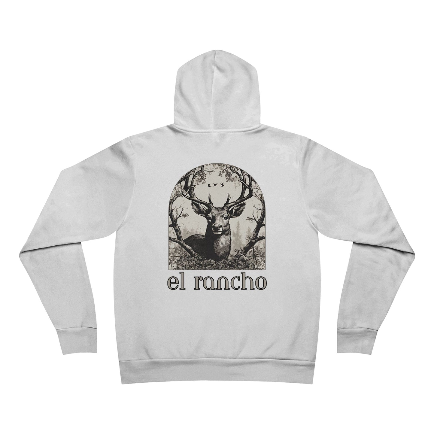 Deer Black And White Detailed El Rancho Logo Unisex Garment-Dyed Hoodie