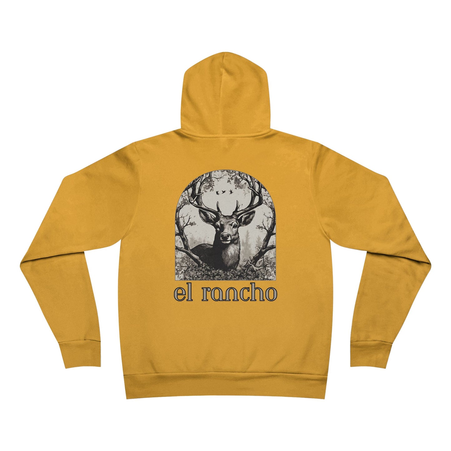 Deer Black And White Detailed El Rancho Logo Unisex Garment-Dyed Hoodie