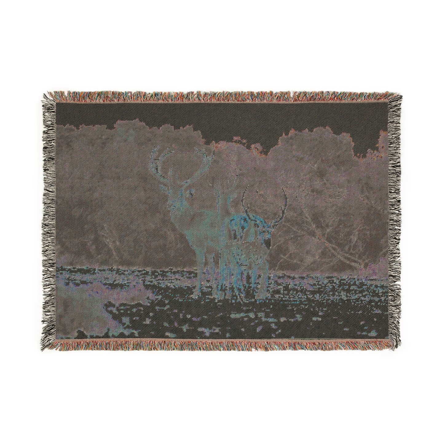 El Rancho Axis And Red Stag Woven Blanket