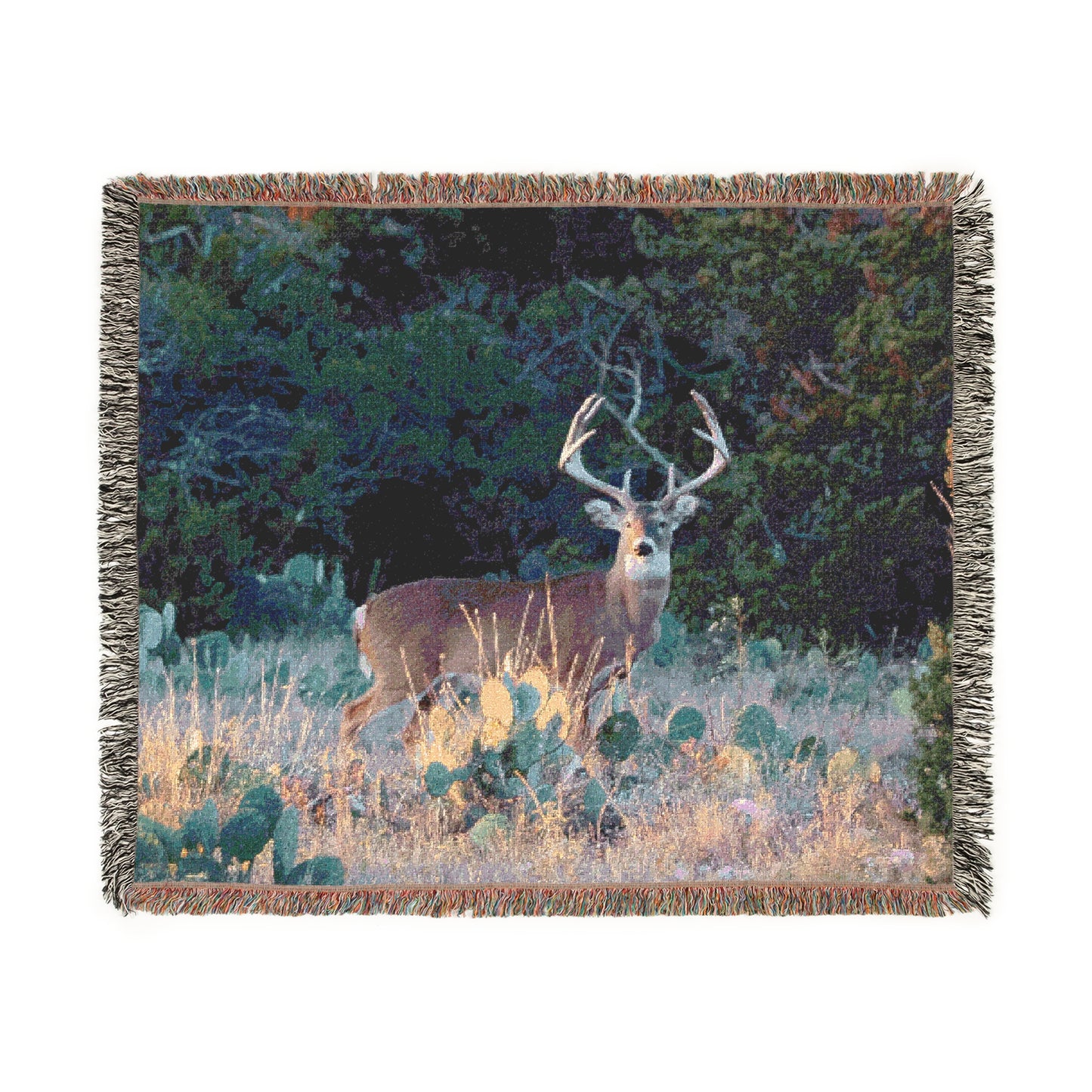 El Rancho White-Tail Buck Woven Blanket