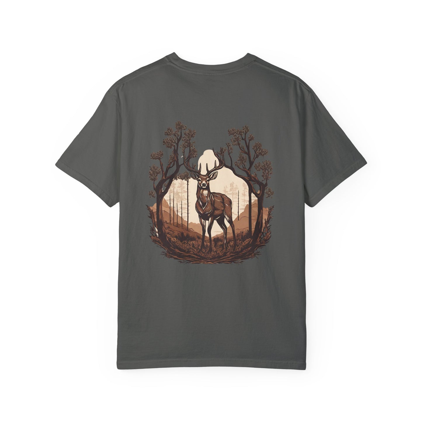 Brown Background Deer El Rancho Black Logo T-shirt