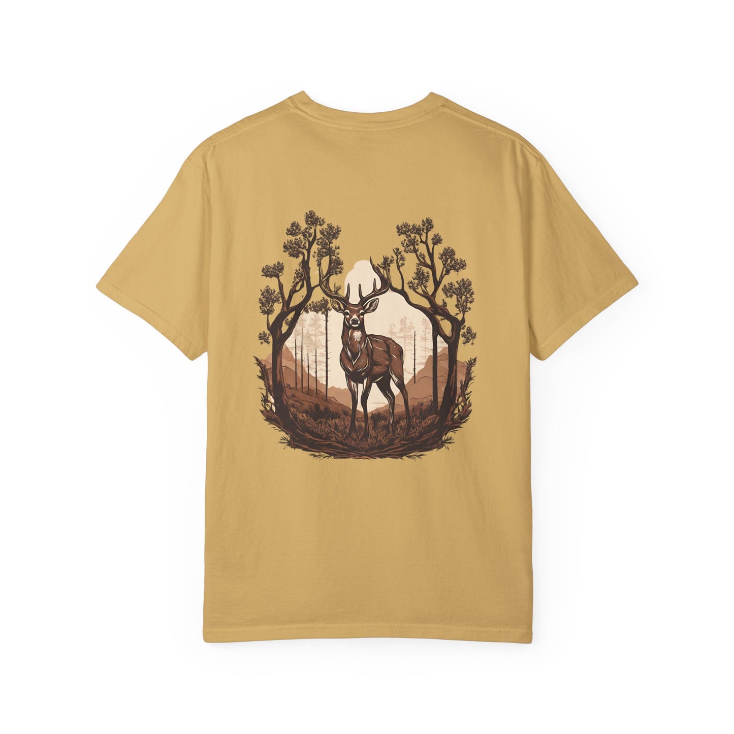 Brown Background Deer El Rancho Black Logo T-shirt