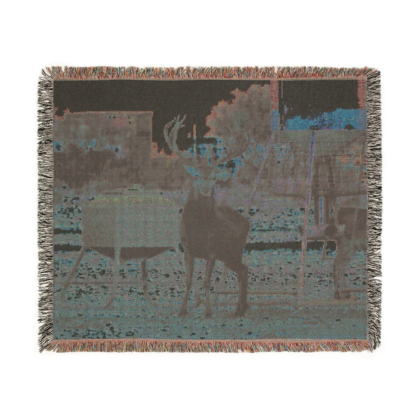 El Rancho Red Stag Woven Blanket