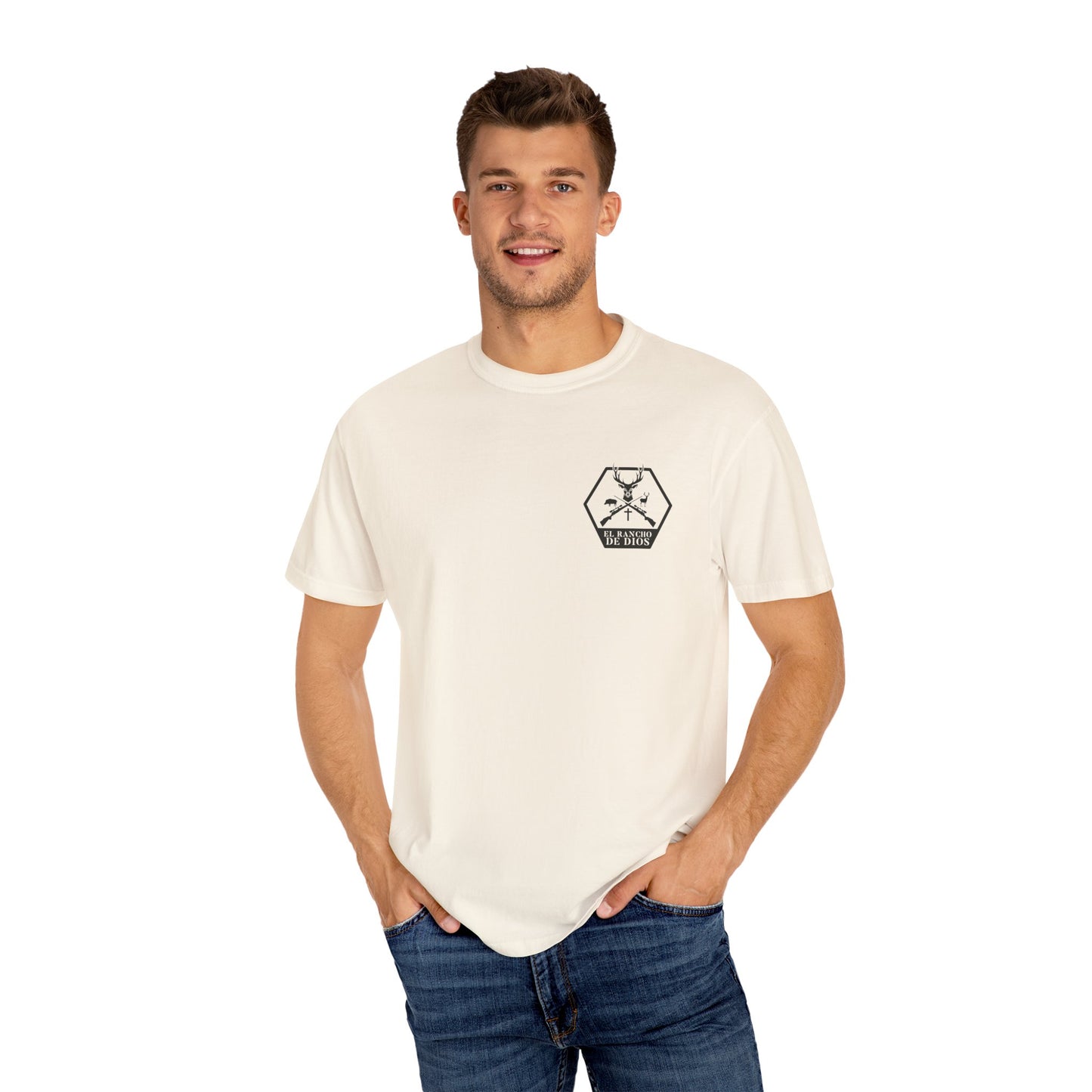 Brown Background Deer El Rancho Black Logo T-shirt