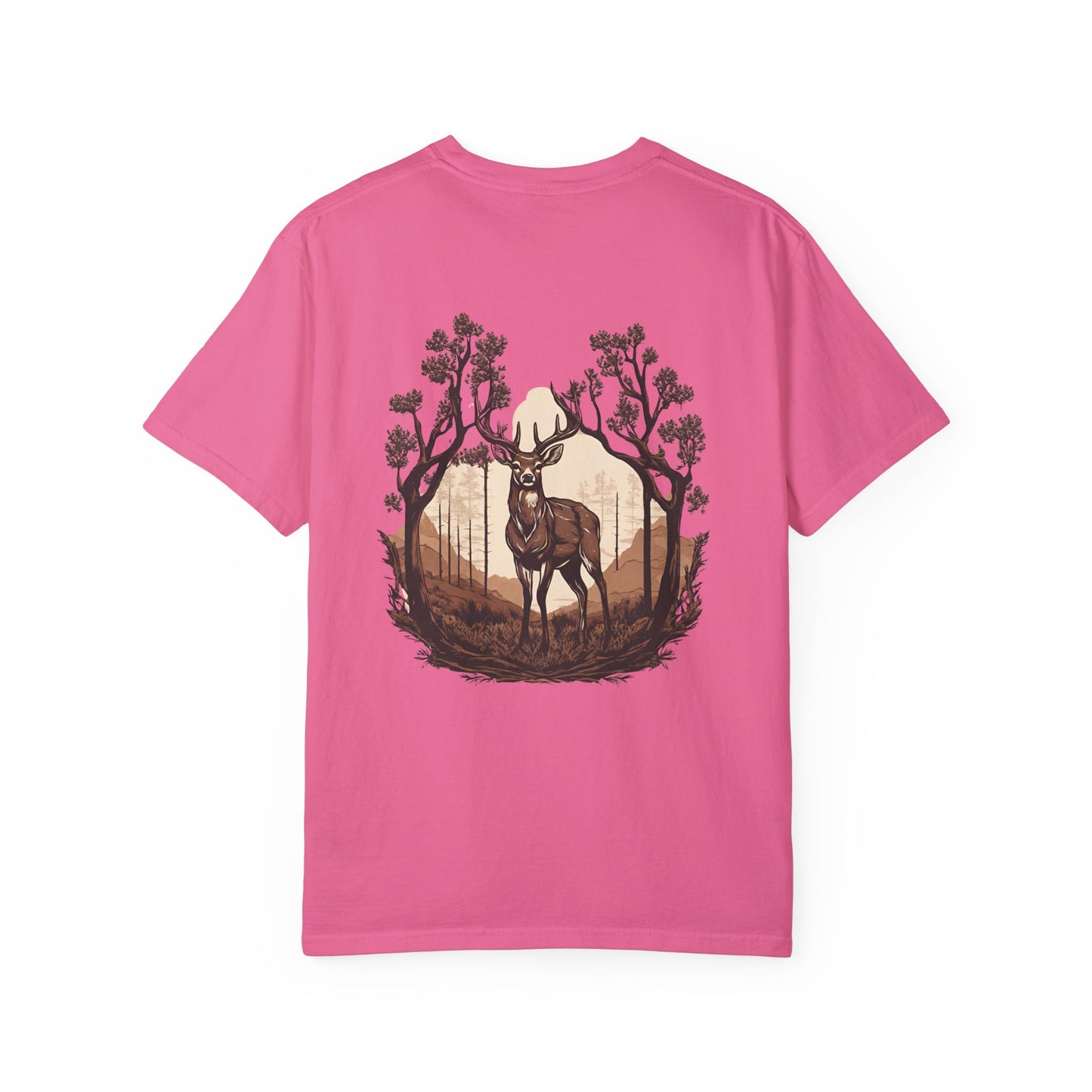 Brown Background Deer El Rancho Black Logo T-shirt