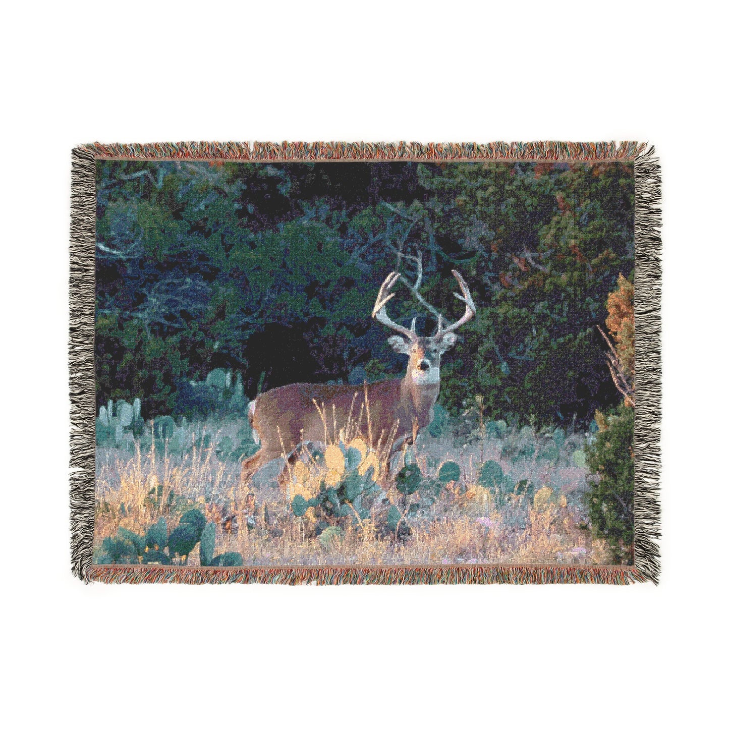 El Rancho White-Tail Buck Woven Blanket