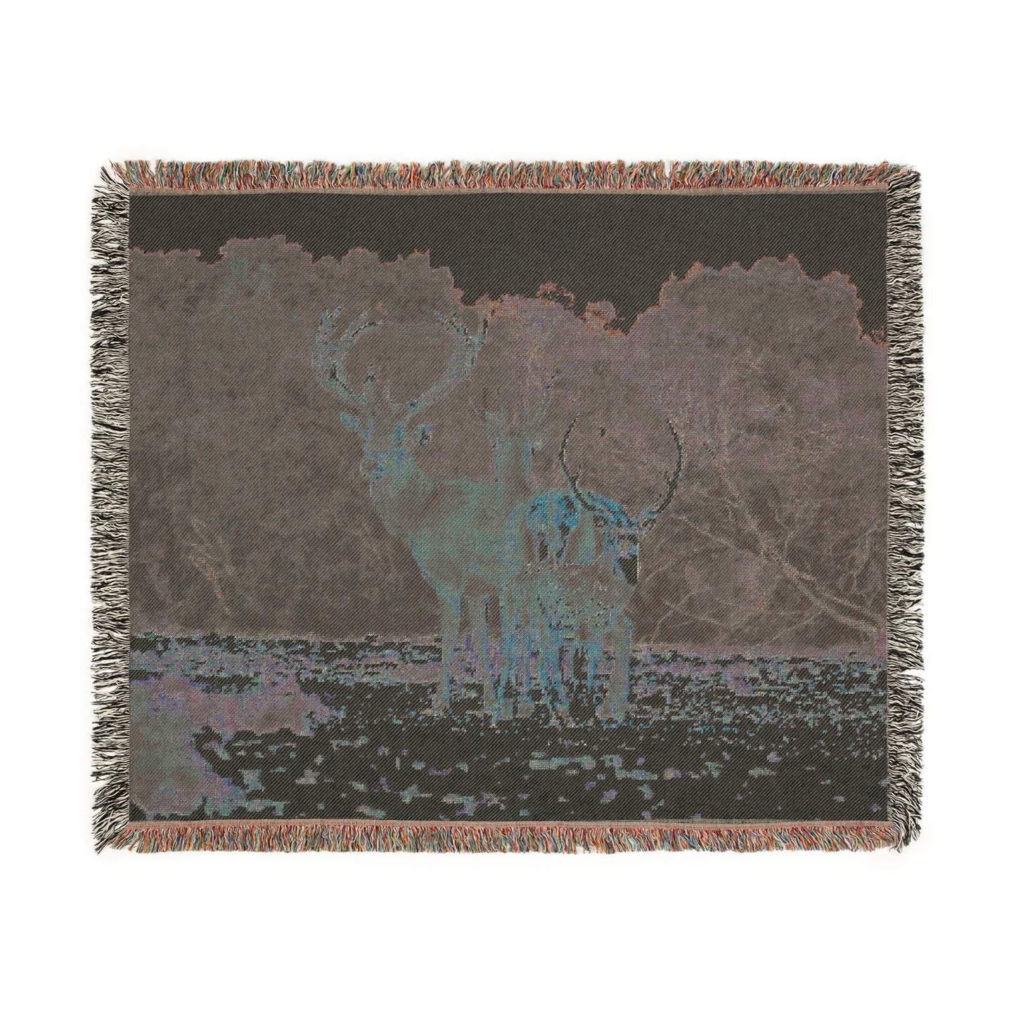 El Rancho Axis And Red Stag Woven Blanket