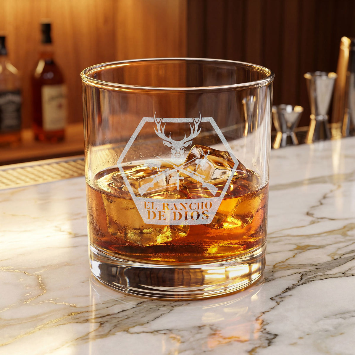 El Rancho Whiskey Glass, 10.5oz (Engraving)