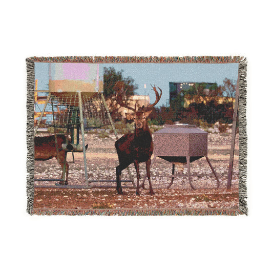 El Rancho Red Stag Woven Blanket
