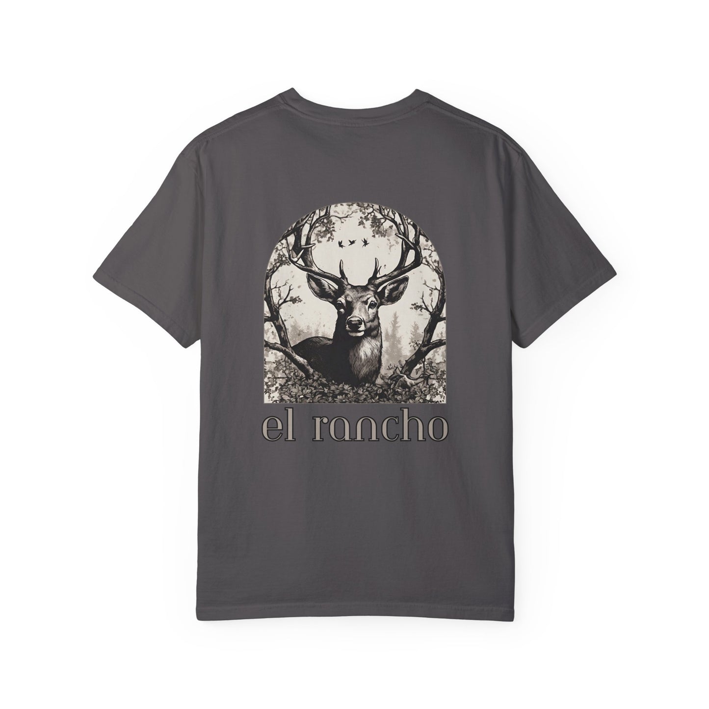 Deer Black And White Detailed El Rancho Black Logo T-shirt