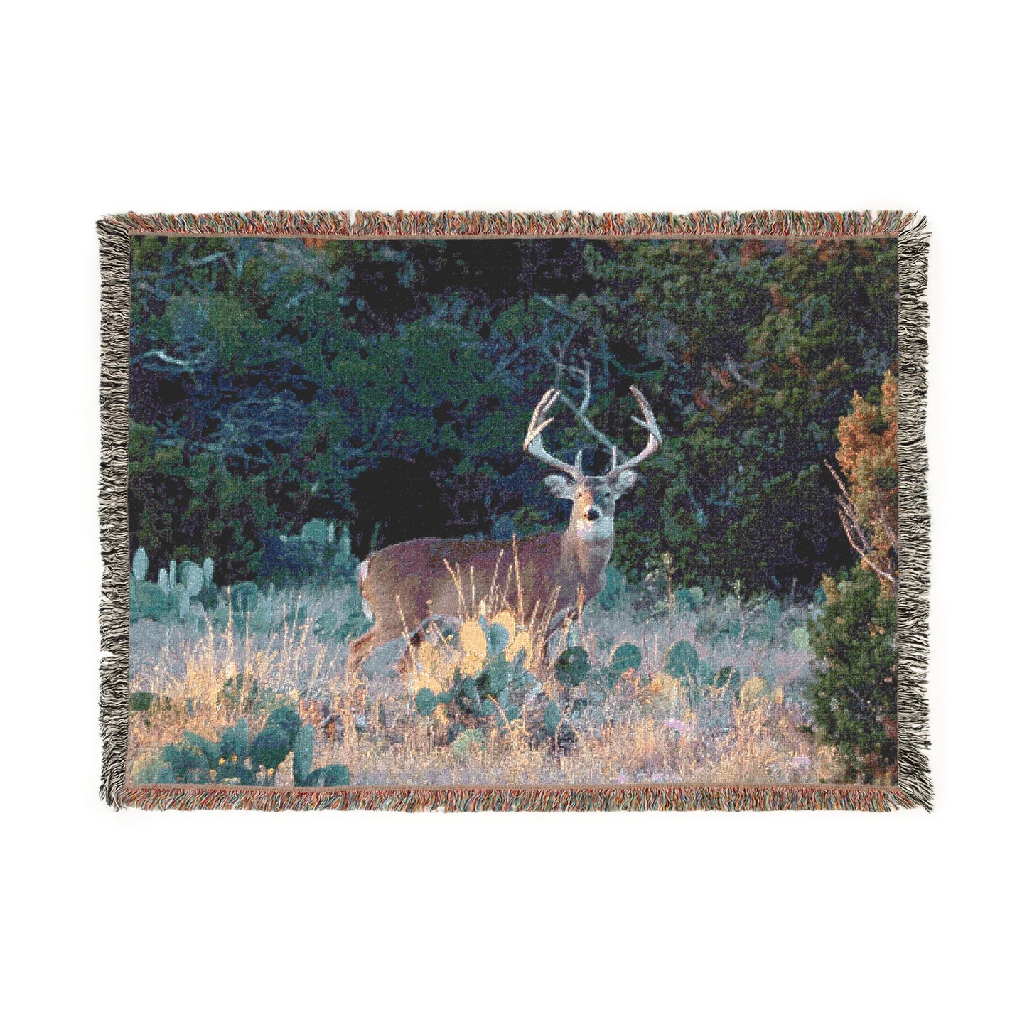 El Rancho White-Tail Buck Woven Blanket