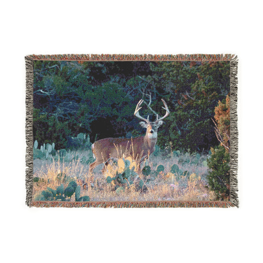 El Rancho White-Tail Buck Woven Blanket