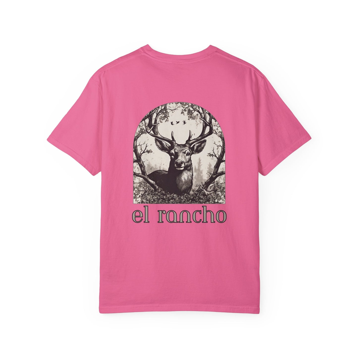 Deer Black And White Detailed El Rancho Black Logo T-shirt