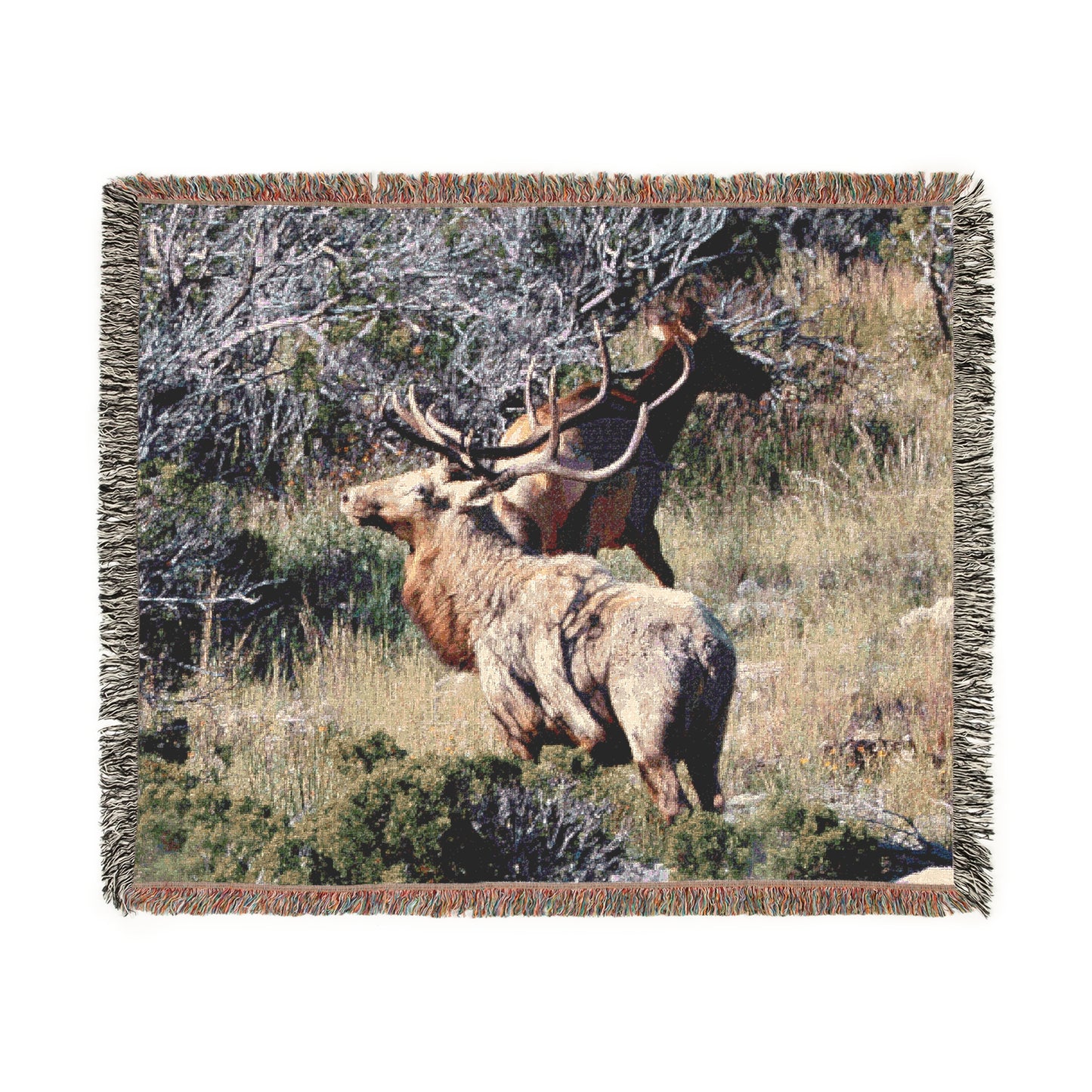 El Rancho White Elk Woven Blanket