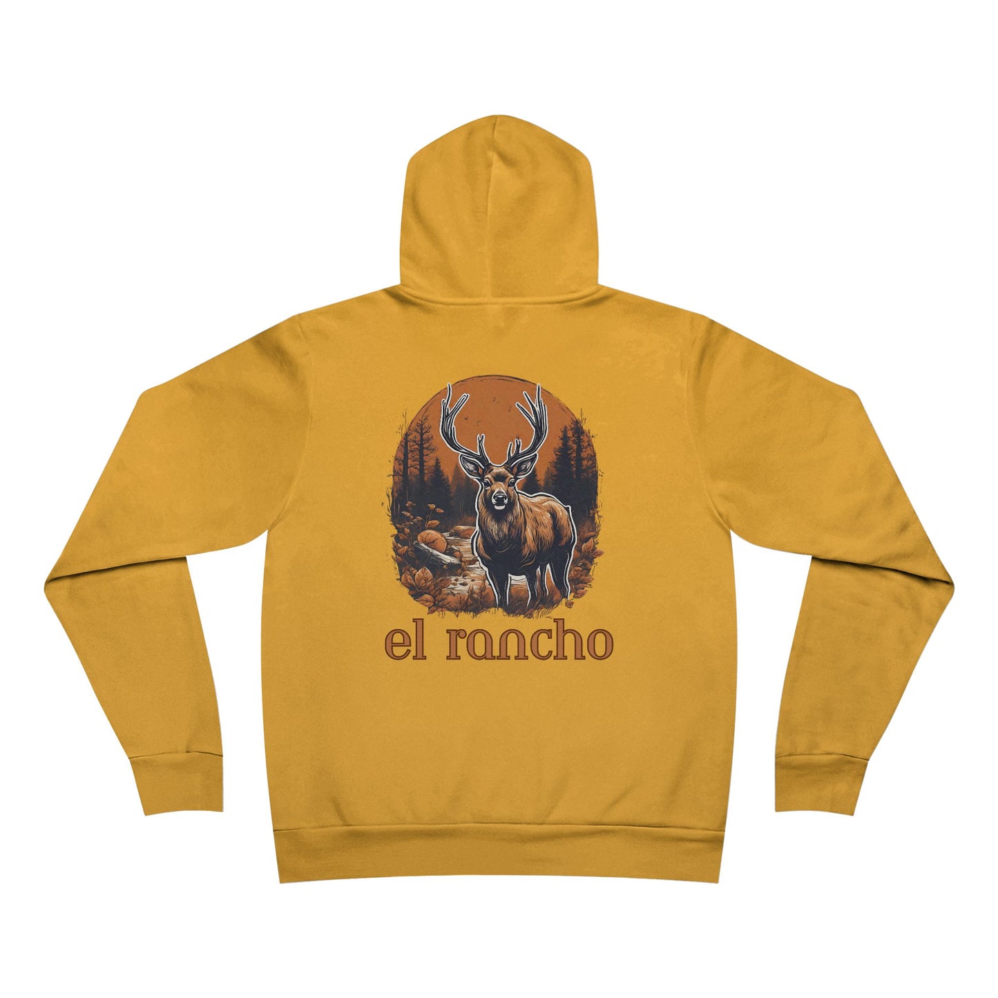 Deer Orange Detailed El Rancho Logo Unisex Garment-Dyed Hoodie