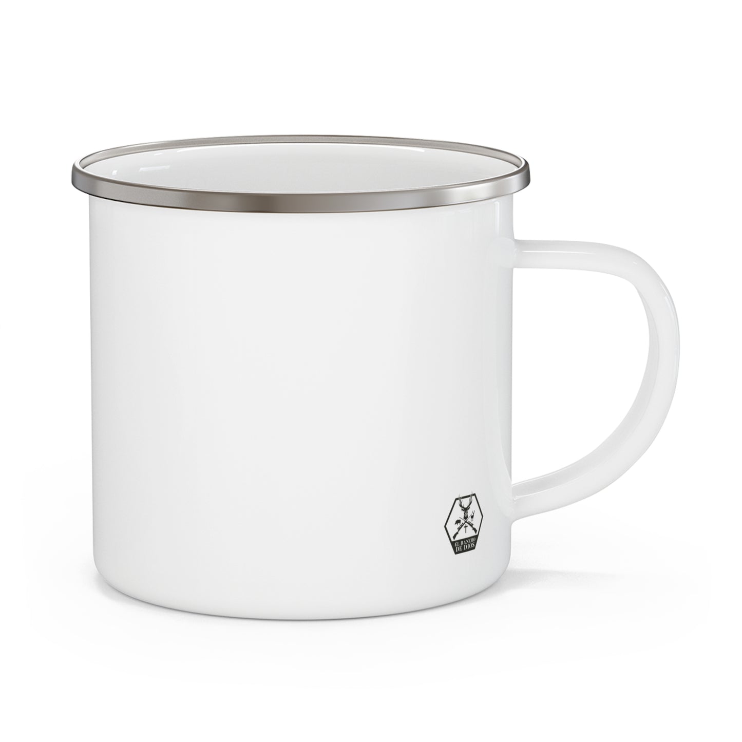 Deer Black And White Detailed El Rancho Black Logo Enamel Camping Mug