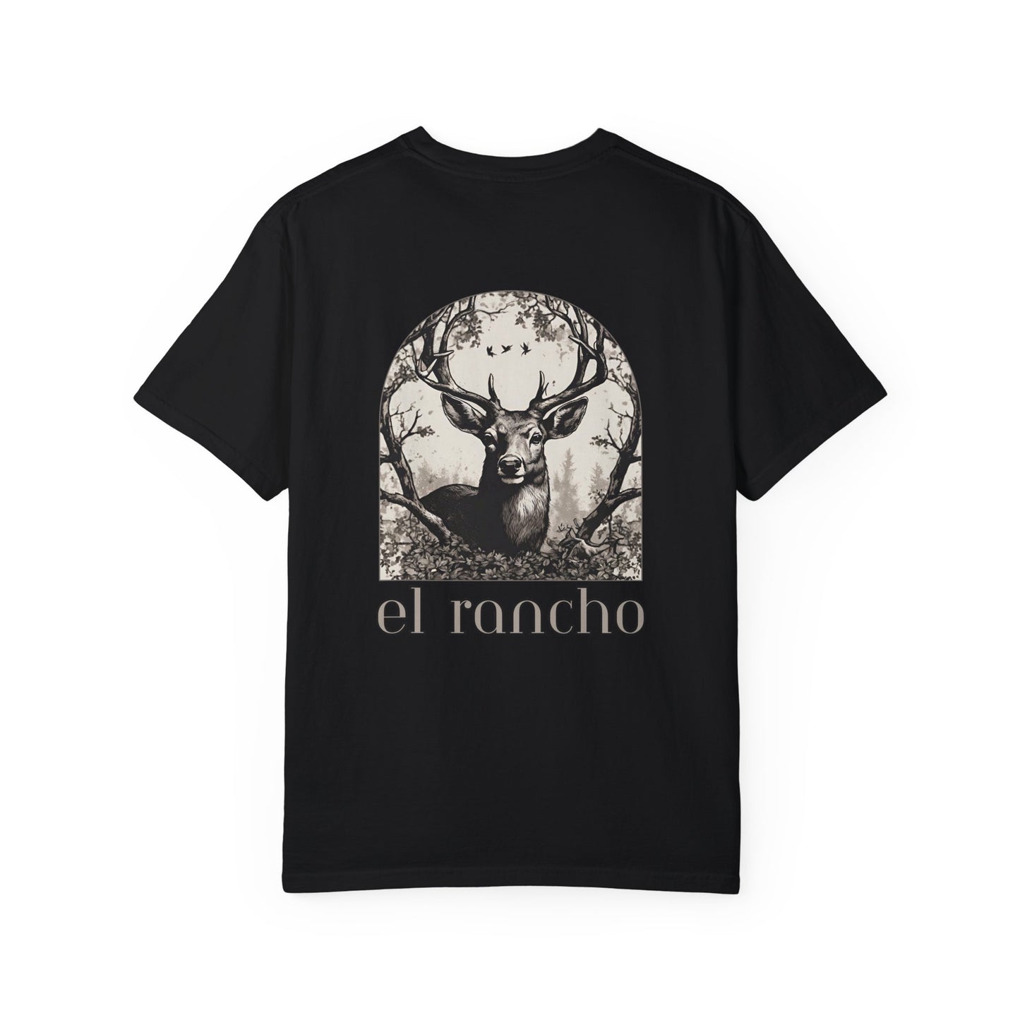 Deer Black And White Detailed El Rancho Black Logo T-shirt