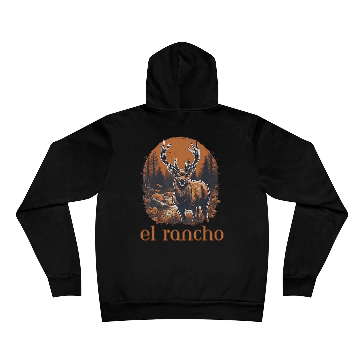 Deer Orange Detailed El Rancho Logo Unisex Garment-Dyed Hoodie