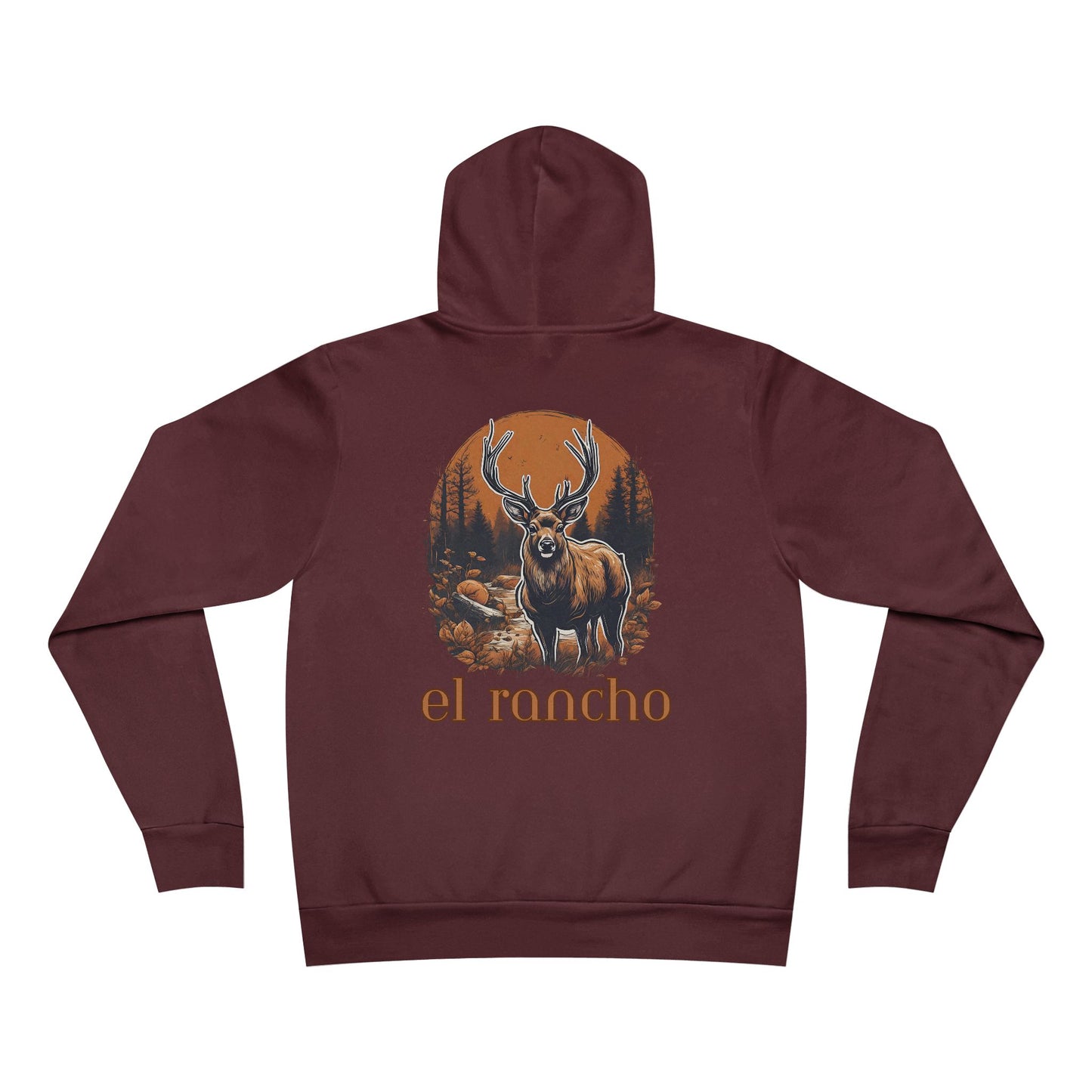 Deer Orange Detailed El Rancho Logo Unisex Garment-Dyed Hoodie